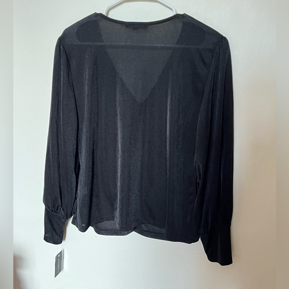 NWT Studio JPR V-Neck Ruched Long Sleeve Blouse Black L - Picture 5 of 5